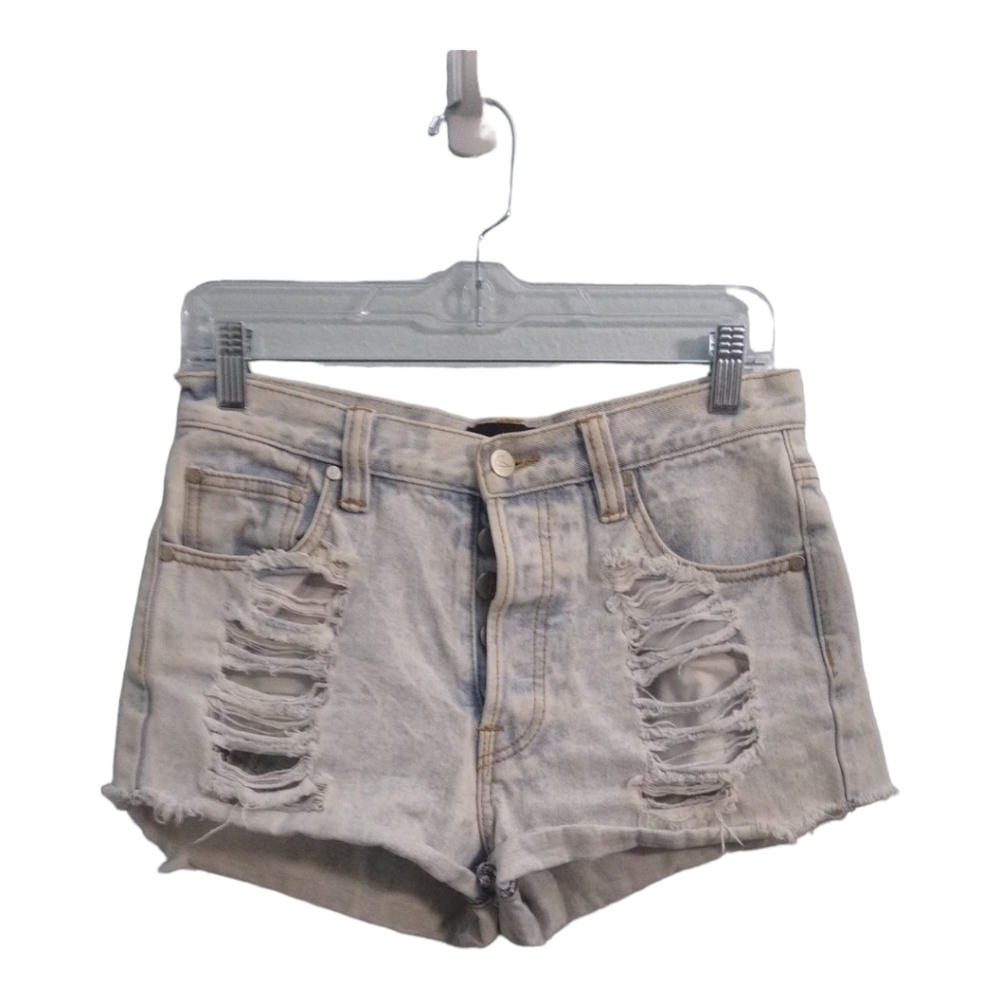 Minkpink‎ High Rise Destructed Button Fly Raw Hem Festival Beach Shorts Sz S